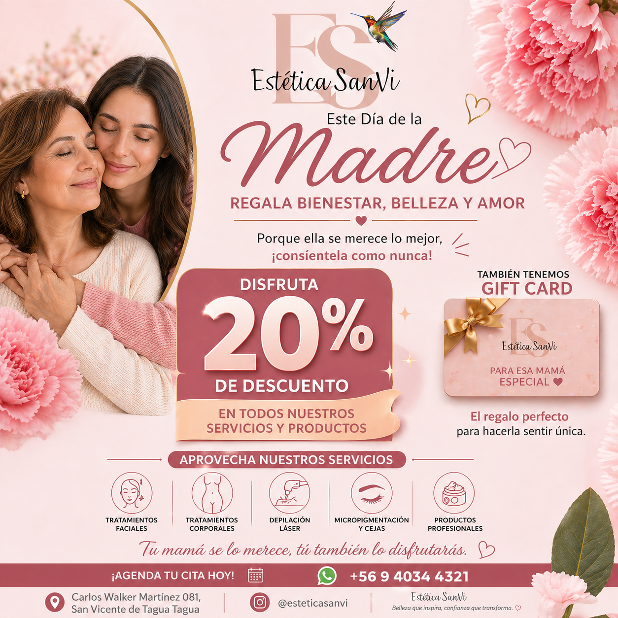 Día de la Madre – 20% de descuento en todos los servicios y productos – Estética SanVi
